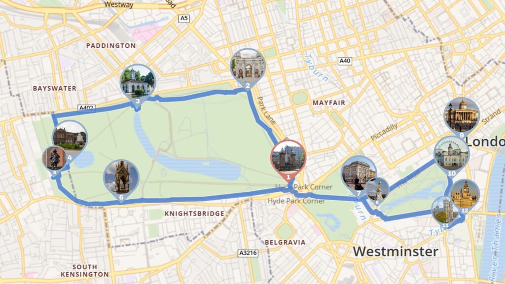 City Of Westminister Tour routes - FOF Bike tours