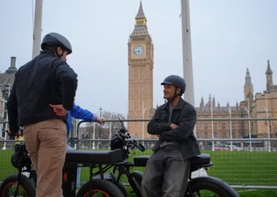 FOF Bike tour guest posing in front of Big Ben